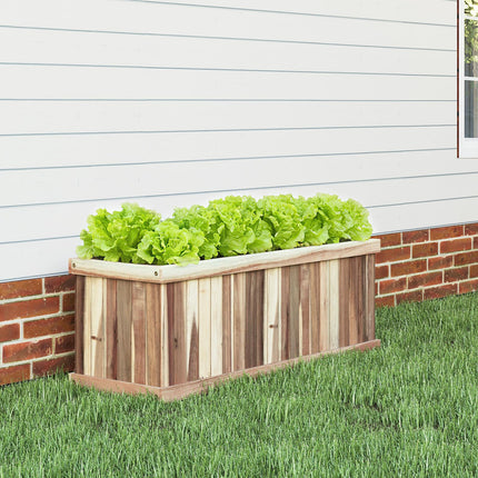 Dreamade Rectangular Acacia Wood Raised Garden Bed w/Drainage Gaps
