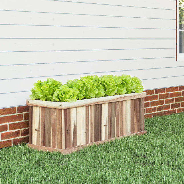 Dreamade Rectangular Acacia Wood Raised Garden Bed w/Drainage Gaps