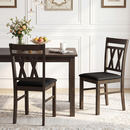 Dreamade Wood Dining Chairs Set of 2/4 Linen Style Upholstered Kitchen Chairs with Dual X-Shaped Back