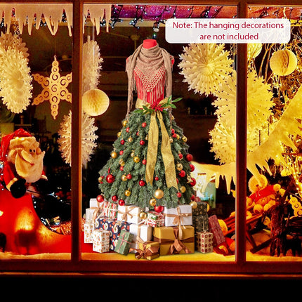 Dreamade 5ft Pre-Lit Dress Form Christmas Tree with Female Mannequin Torso & Scarf