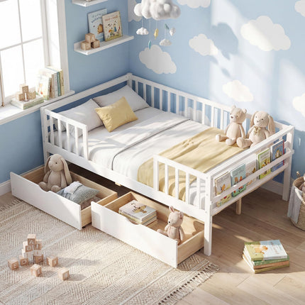 Dreamade Full Kids Bed with Storage Drawers Wood Montessori Bed
