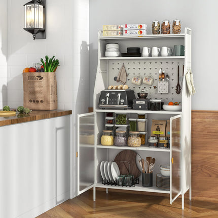 Dreamade Pantry Organizers and Storage, 63.5" H Kitchen Buffet Cabinet with Hutch, Pegboard
