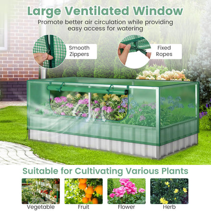 Dreamade 69”x36”x28” Raised Garden Bed with Cover, 16.5 Cu.Ft Galvanized Steel Planter Box Kit
