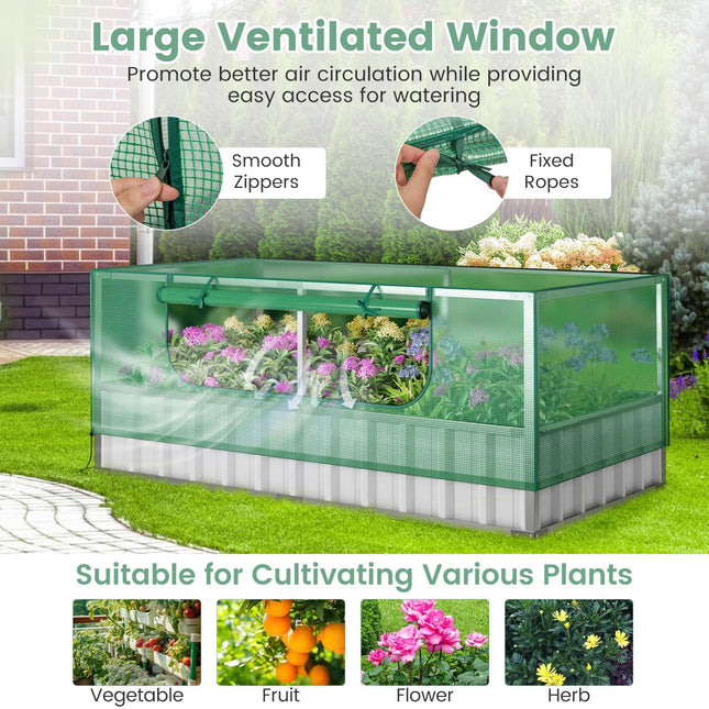 Dreamade 69”x36”x28” Raised Garden Bed with Cover, 16.5 Cu.Ft Galvanized Steel Planter Box Kit