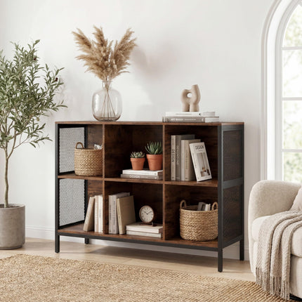 Dreamade Industrial Accent 42" Wide Bookcase with 6 Cubes
