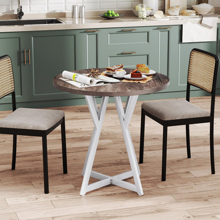 Dreamade 31.5" Small Round Dining Table for 2-4 with Crossed Metal Legs Load 220Lbs