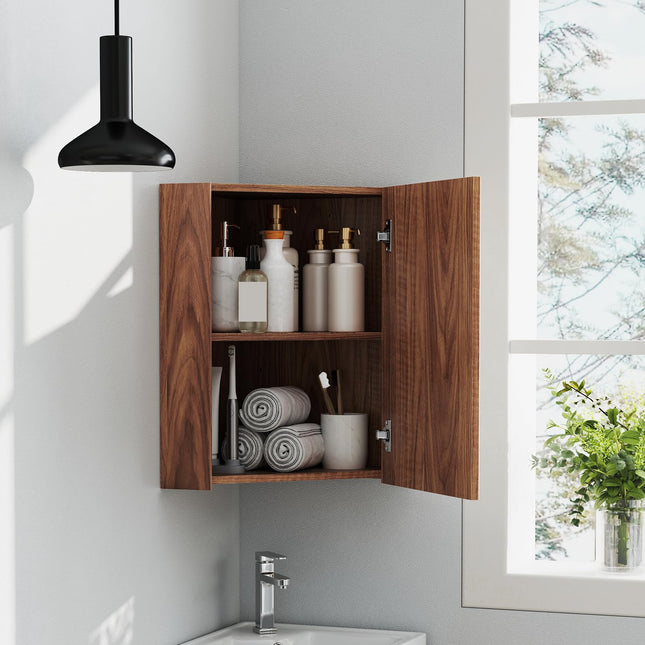 Dreamade Corner Medicine Cabinet, 23.5” Over The Toilet Storage Cabinet with Mirror Door, Adjustable Shelf