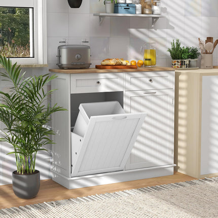 Dreamade Kitchen Trash Cabinet, Kitchen Island with Tilt Out Garbage Bin