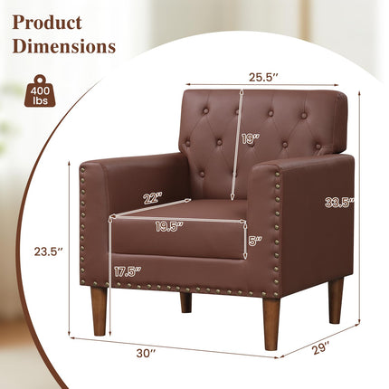 Dreamade Mid Century Modern Accent Chair with Button Tufted Decoration and Rivets