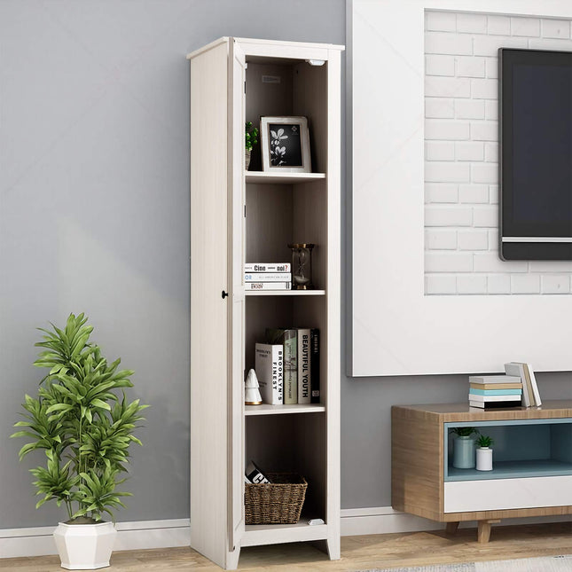 Dreamade Tall Storage Cabinet Freestanding Floor Storage Tower with Four Shelves and Single Door