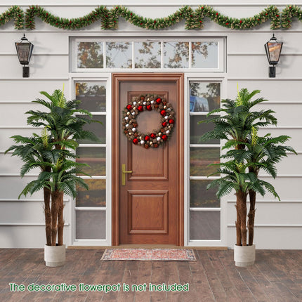 Dreamade 6.3 ft Tall Fake Tropical Plant with 45 + 3 Adjustable Leaves 3 Real Barks & Moss (2 Pack)