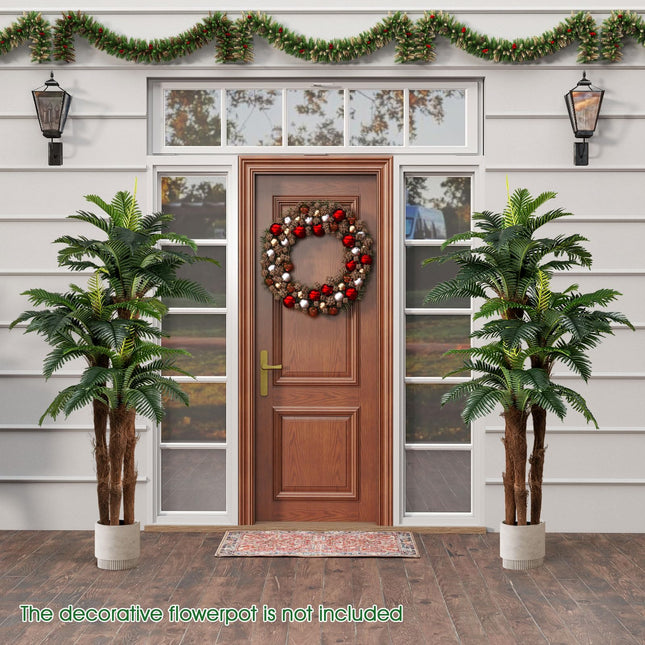 Dreamade 6.3 ft Tall Fake Tropical Plant with 45 + 3 Adjustable Leaves 3 Real Barks & Moss (2 Pack)