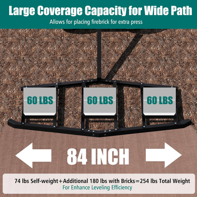 DREAMADE 74"/84" Driveway Drag Harrow with Adjustable Bars & Reinforced Design for ATV