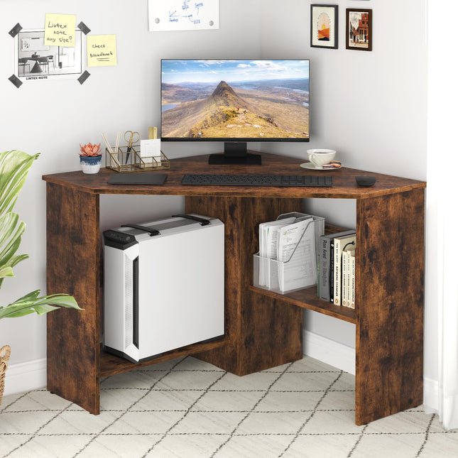 Dreamade Computer Desk with Storage Shelves and CPU Stand