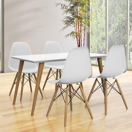 Dreamade Dining DSW Chairs with Linen Cushion, Modern Mid Century Shell Chairs w/ Wood Legs
