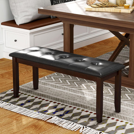 Dreamade Button-Tufted Dining Bench, 45.5” PU Leather Upholstered Bench w/Loads 400 Lbs