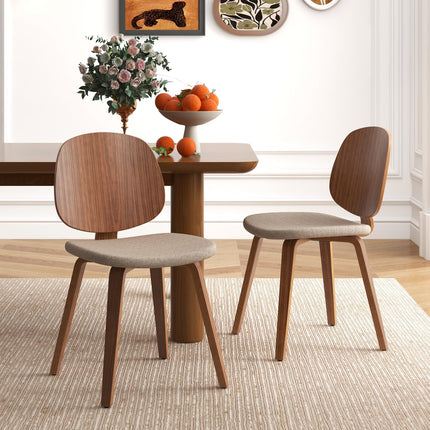 Dreamade Wooden Dining Chairs Set of 2/4 Chenille Fabric Upholstered Kitchen Chair w/Bentwood Frame