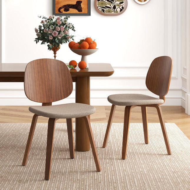 Dreamade Wooden Dining Chairs Set of 2/4 Chenille Fabric Upholstered Kitchen Chair w/Bentwood Frame