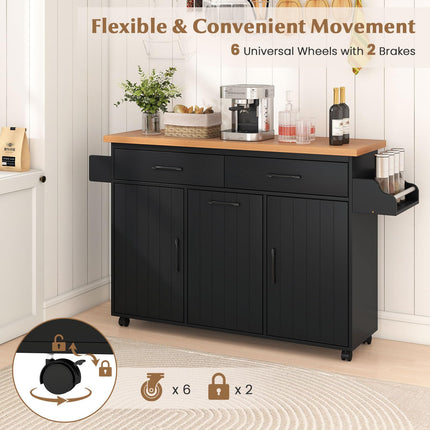 Dreamade Kitchen Island w/Trash Bag Storage