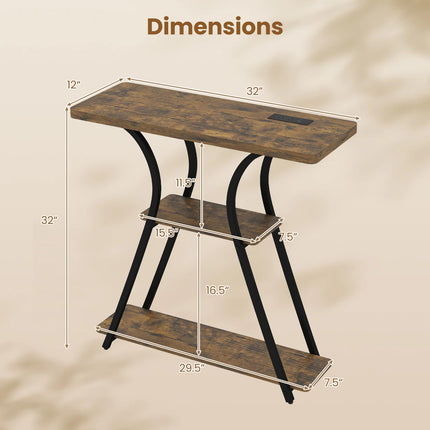 Dreamade 32" 3-Tier Narrow Console Table with LED Lights
