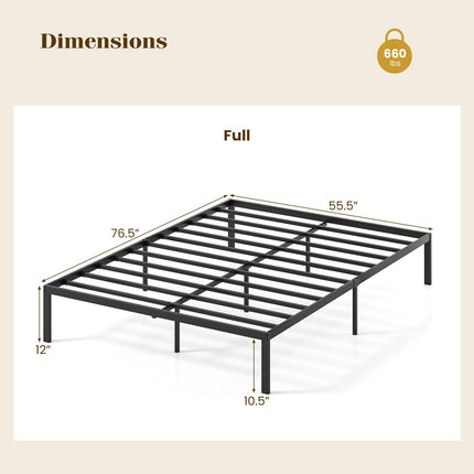 Dreamade 12 Inch Metal Platform Bed Frame with Steel Slats Support