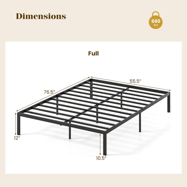 Dreamade 12 Inch Metal Platform Bed Frame with Steel Slats Support