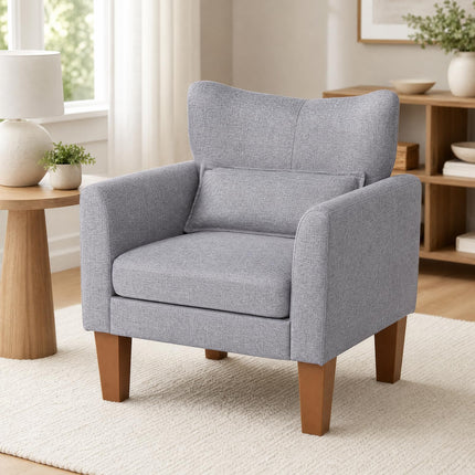 Dreamade Modern Accent Chair with Removable Seat Cushion & Pillow | Upholstered Armchair w/ Strong Support Legs