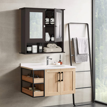 Dreamade Medicine Cabinet, Bathroom Wall Cabinet with 2 Mirrored Doors, Adjustable Shelf