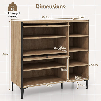 Dreamade Shoe Cabinet with Flip & Slide Doors, Shoe Storage Cabinet with Adjustable Cube Shelves(Louvered Doors)