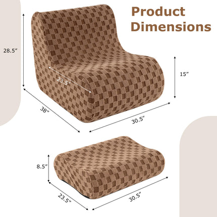 Dreamade Bean Bag Chair with Ottoman Comfy Lazy Sofa Chair with One-Piece Foam Filling