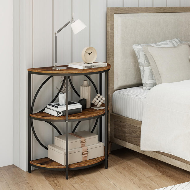 Dreamade Half Round End Table 3-Tier Narrow Side Table(1/2)
