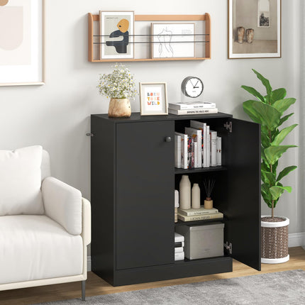 Dreamade 2 Door Storage Base Cabinet - Freestanding Floor Cabinet with 3-Tier Shelf
