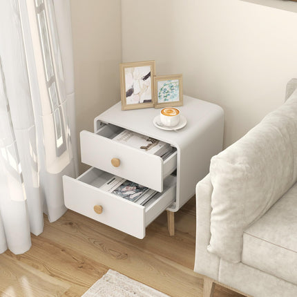 Dreamade Night Stand with 2 Drawers, Mid Century Modern Bedside Table with Cute Round Knobs