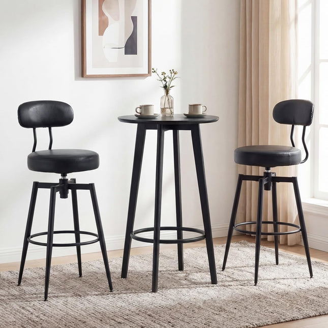 Dreamade Swivel Barstools Set of 2/4 Faux Leather 31 Inch Bar Height Stools w/Upholstered Seat & Back