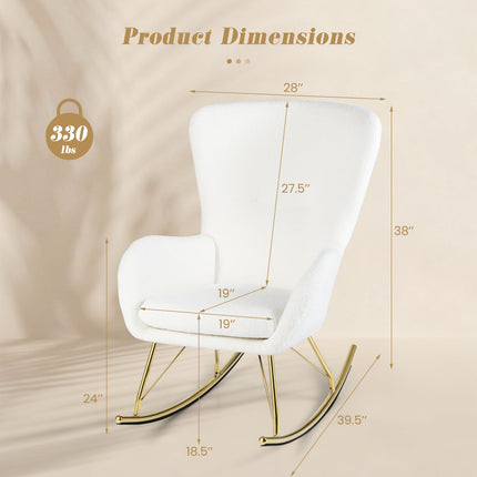 Dreamade Rocking Chair Nursery Upholstered Glider Rocker w/Curved Backrest & Armrests