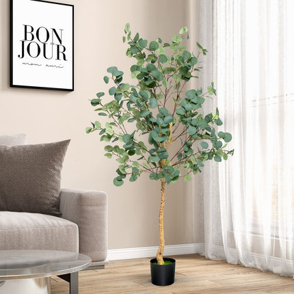 Dreamade 5.5ft Artificial Eucalyptus Tree, Tall Faux Eucalyptus Stems Fake Plants in Pot with 517 Silver Dollar Leaves