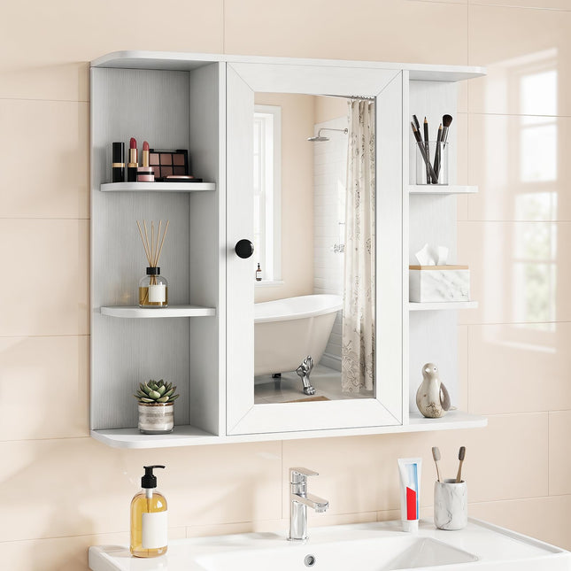 Dreamade Wall Mounted Bathroom Medicine Cabinet with Mirror & Shelves