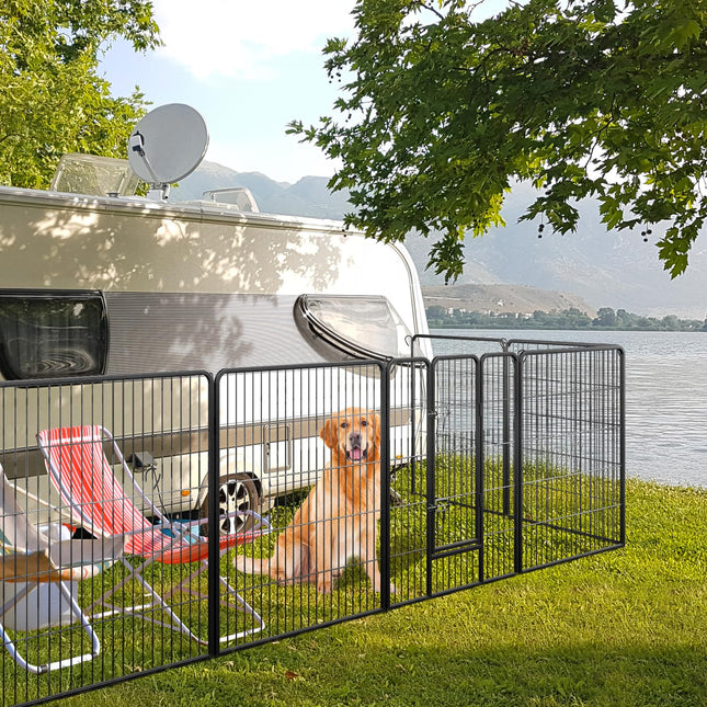 Dreamade Dog Playpen Outdoor 40" H - 8/16 Panels Metal Pet Fence for Large Dogs, Heavy Duty Dog Pen Exercise Fence with Door
