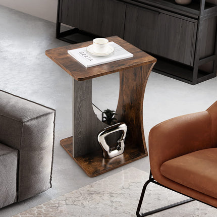 Dreamade End Table, 2 Tier Side Table, Sofa Couch Table for Small Space