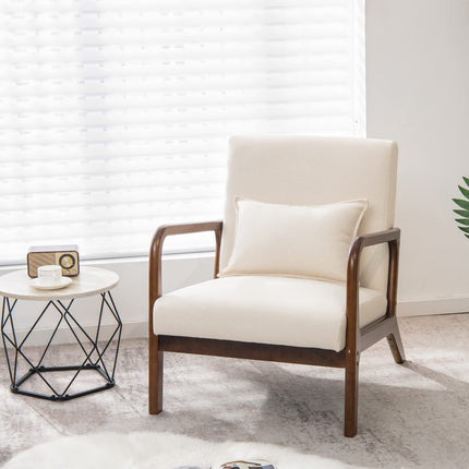 Dreamade Modern Accent Chair with Pillow - Comfy Upholstered Lounge Armchair with Anti-Slip Felt Pads