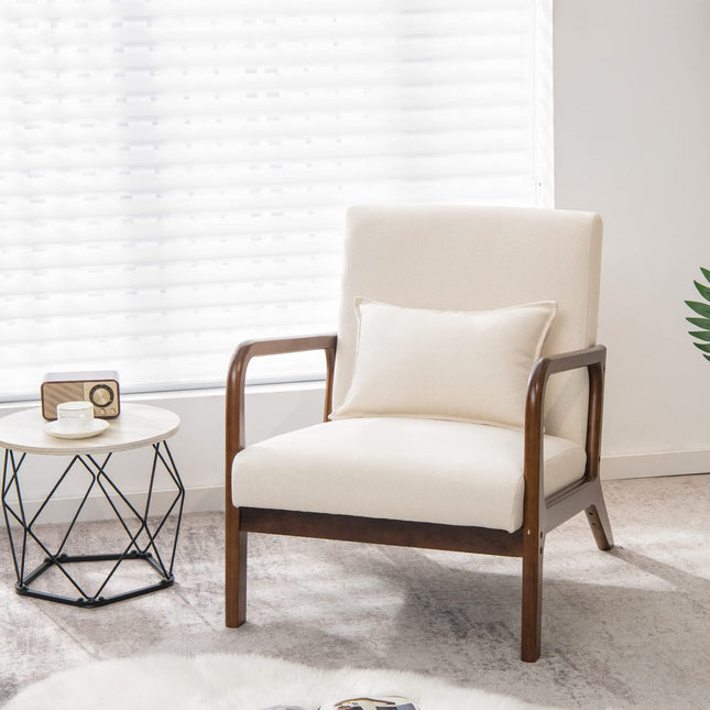 Dreamade Modern Accent Chair with Pillow - Comfy Upholstered Lounge Armchair with Anti-Slip Felt Pads