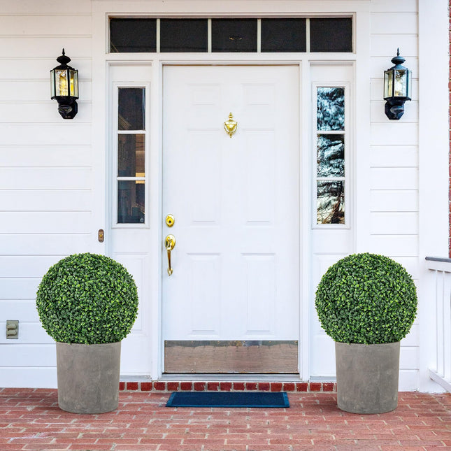 Dreamade 2 PCS 16 Inch Artificial Plant Topiary Ball, Round Faux Boxwood Balls Outdoor, Wedding and Home Décor