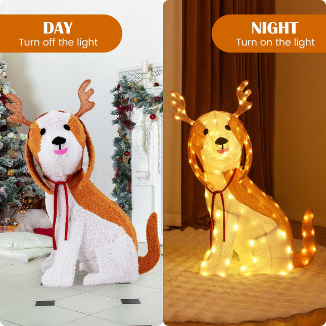 Dreamade Lighted Christmas Dog, Indoor Outdoor Puppy Decoration w/LED Lights