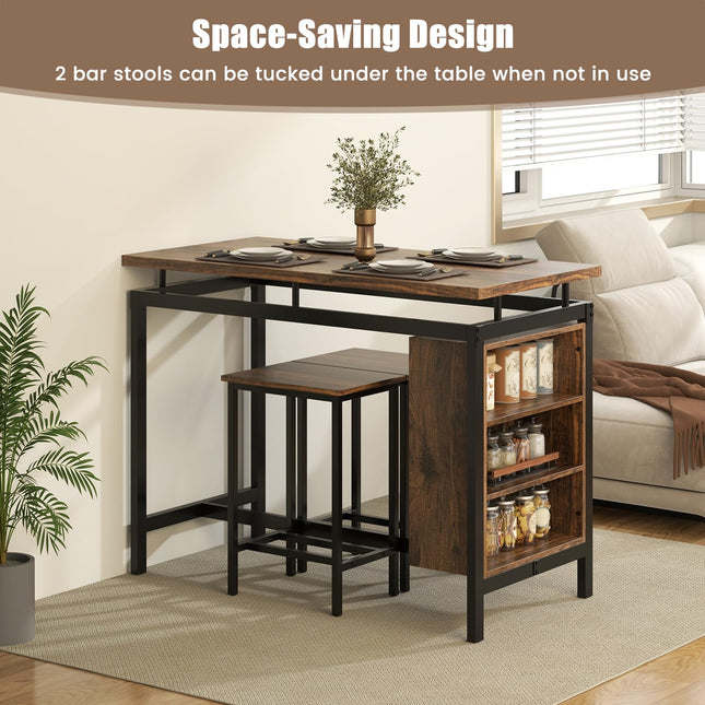 Dreamade 3-Piece Dining Table Set - Counter Height Dining Table Set with 2 Bar Stools