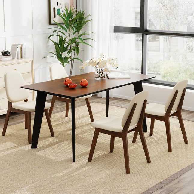 Dreamade Wooden Dining Chair Set of 2/4 Mid-Century Modern Upholstered Side Armless Chair