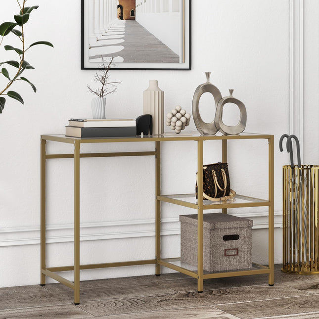 Dreamade 42" Glass Entryway Console Table - Modern Entryway Table