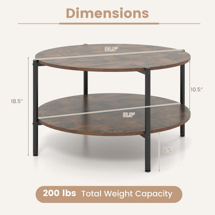 Dreamade 33.5" Small Center Table with Open Storage Shelf and Heavy-Duty Metal Frame