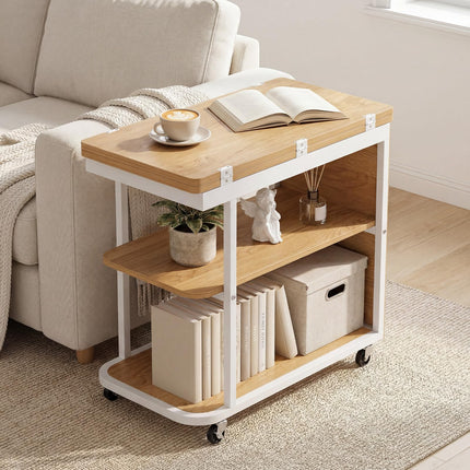 Dreamade 3-Tier Mobile Side Table with Foldable Top & Universal Wheels (1/2)
