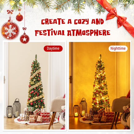 Dreamade Pre-Lit Slim Pencil Christmas Tree Slender Holiday Tree for Home Office Decoration