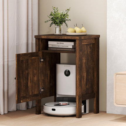 Dreamade Robot Vacuum Storage Cabinet with Door and Open Shelf for Living Room Bedroom